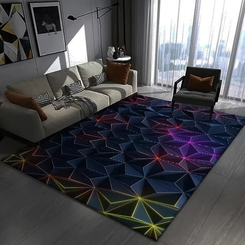 Eye-Catching 3D Geometric Carpet Large Floor Mat for Bedroom and Gaming Room Modern Non-Slip Rug for Trendy Home Decor Gift