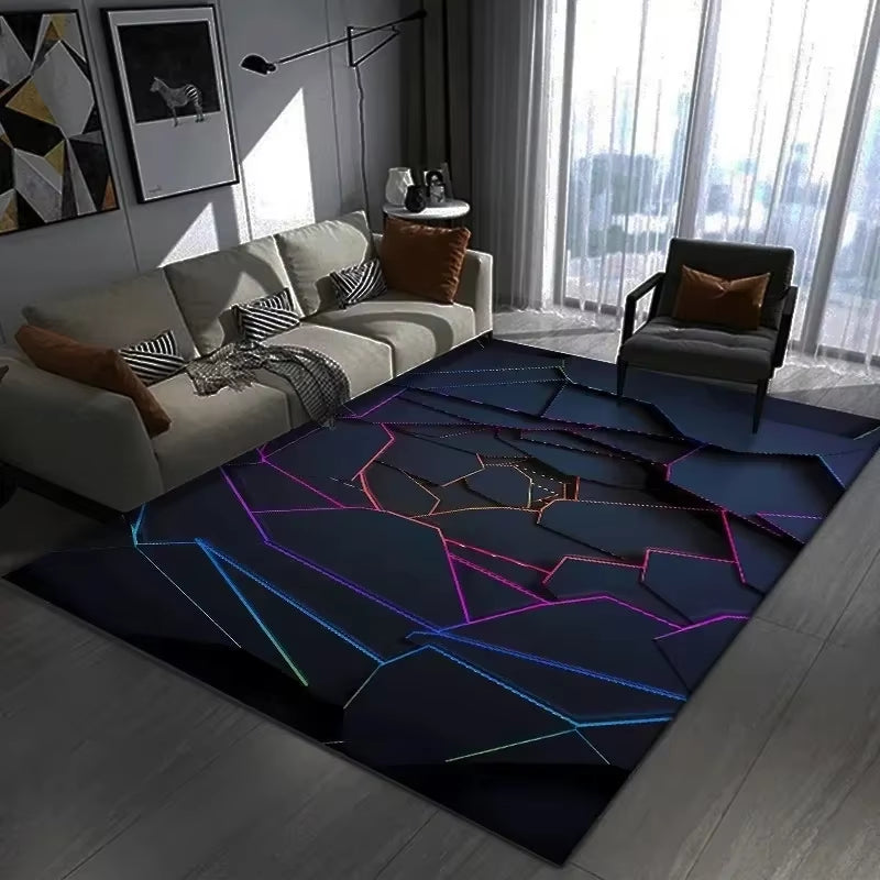 Eye-Catching 3D Geometric Carpet Large Floor Mat for Bedroom and Gaming Room Modern Non-Slip Rug for Trendy Home Decor Gift