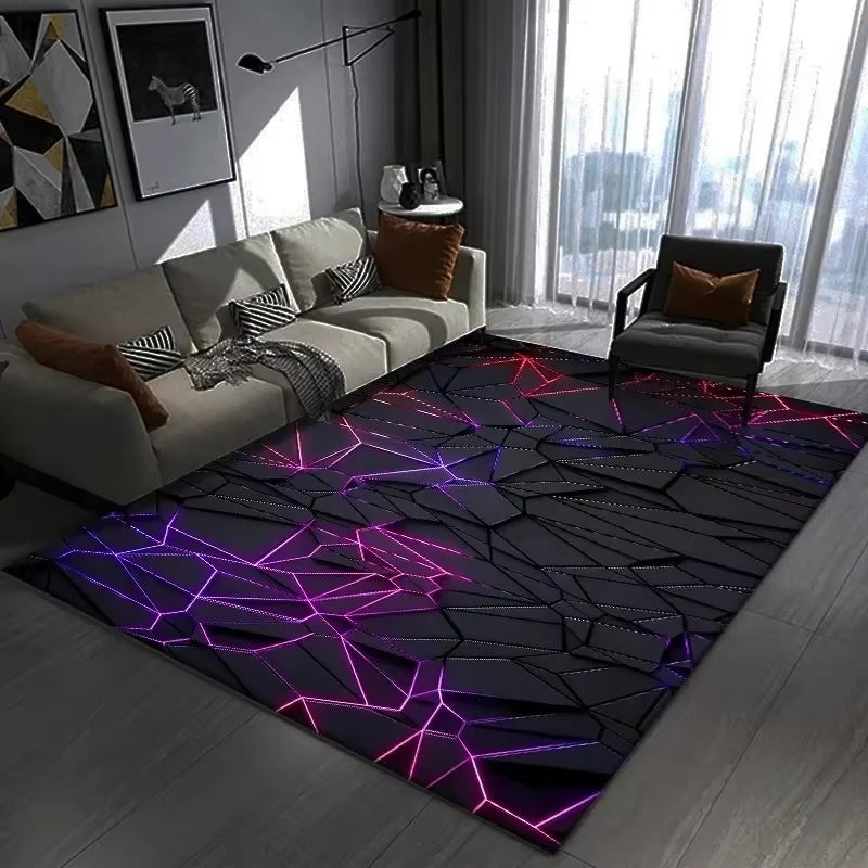 Eye-Catching 3D Geometric Carpet Large Floor Mat for Bedroom and Gaming Room Modern Non-Slip Rug for Trendy Home Decor Gift