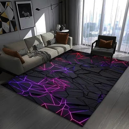 Eye-Catching 3D Geometric Carpet Large Floor Mat for Bedroom and Gaming Room Modern Non-Slip Rug for Trendy Home Decor Gift